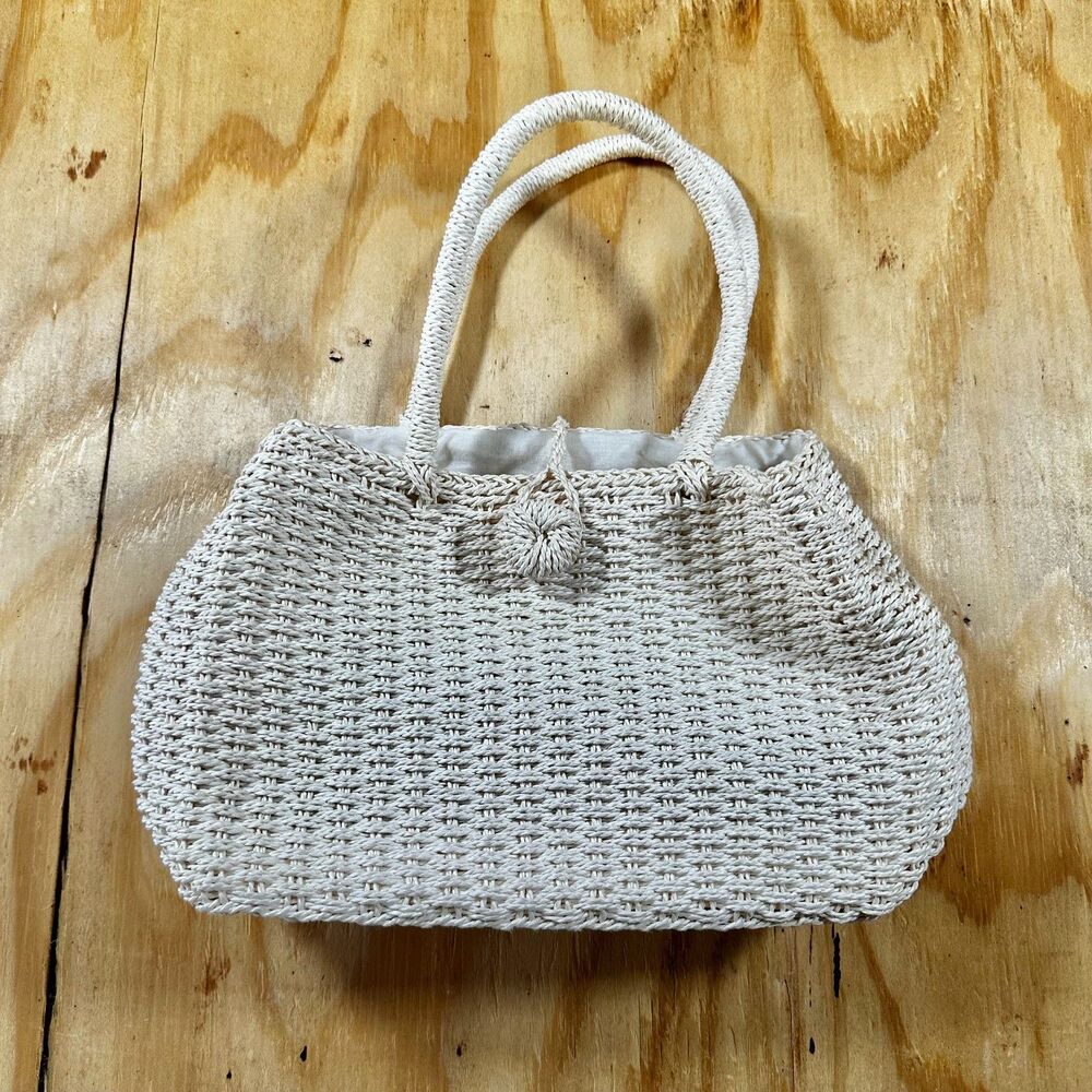 Vintage Hastings & Smith Woven Straw Handbag - Cream